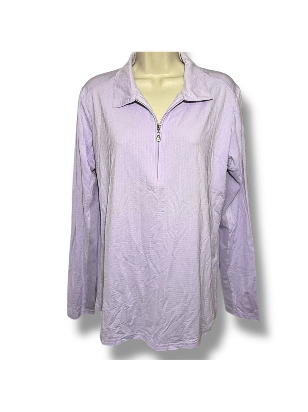 SanSoleil Women’s Sunglow Mock Quarter-Zip Pullover Lavender Size XL
